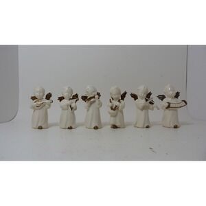 Goebel Vintage Porcelain Angel Orchestra Figurines Set of 6 West Germany Gold